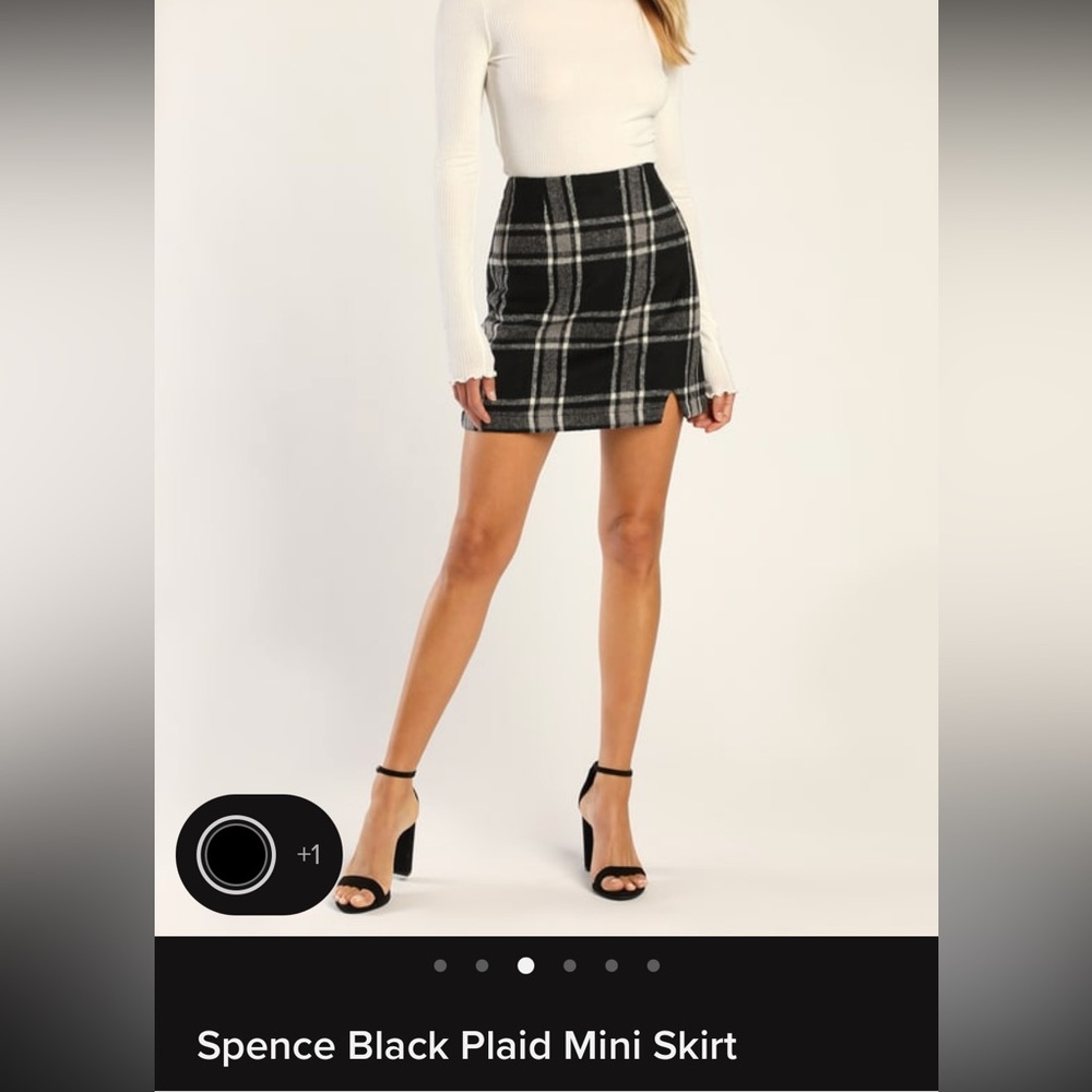 Lulu’s Spence Black Plaid Mini Skirt NWT